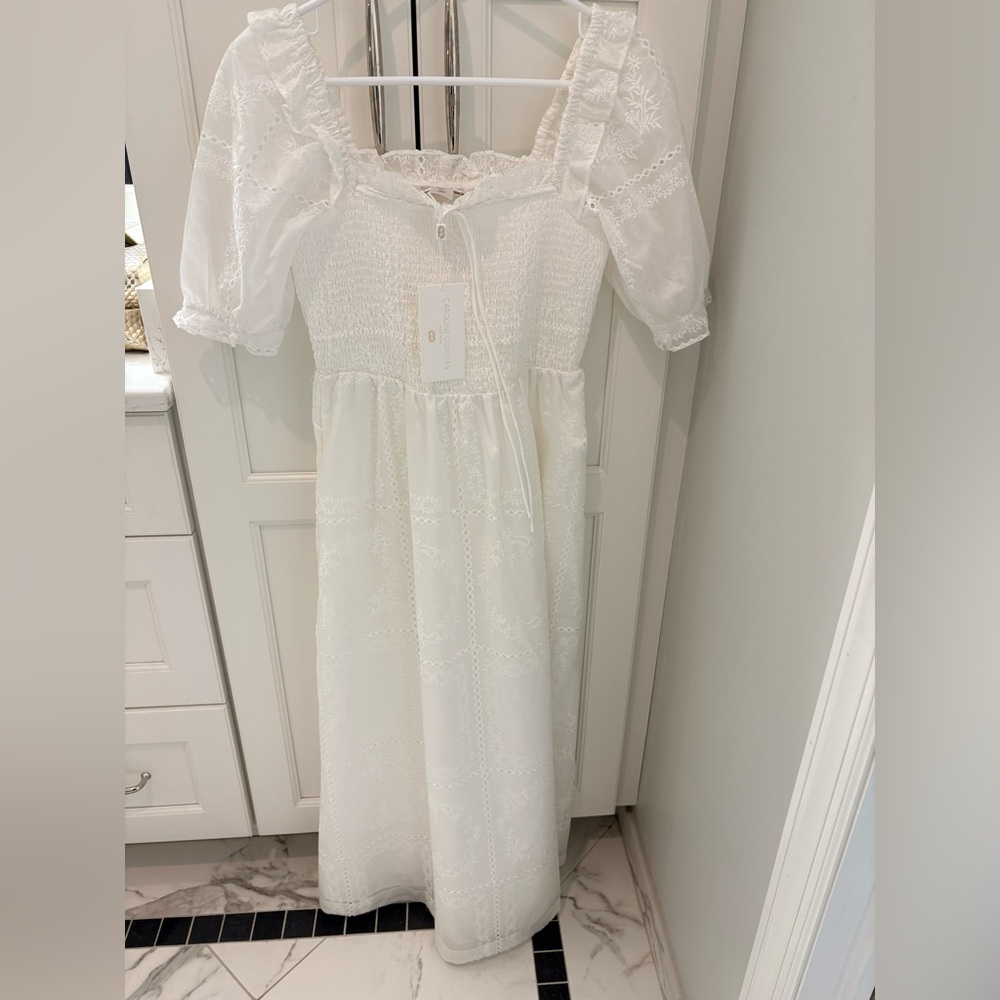 NWT Caroline Constas White Midi dress sz S